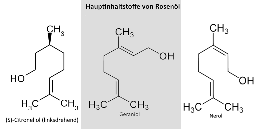 3 Hauptinhaltsstoffe von Rosenöl