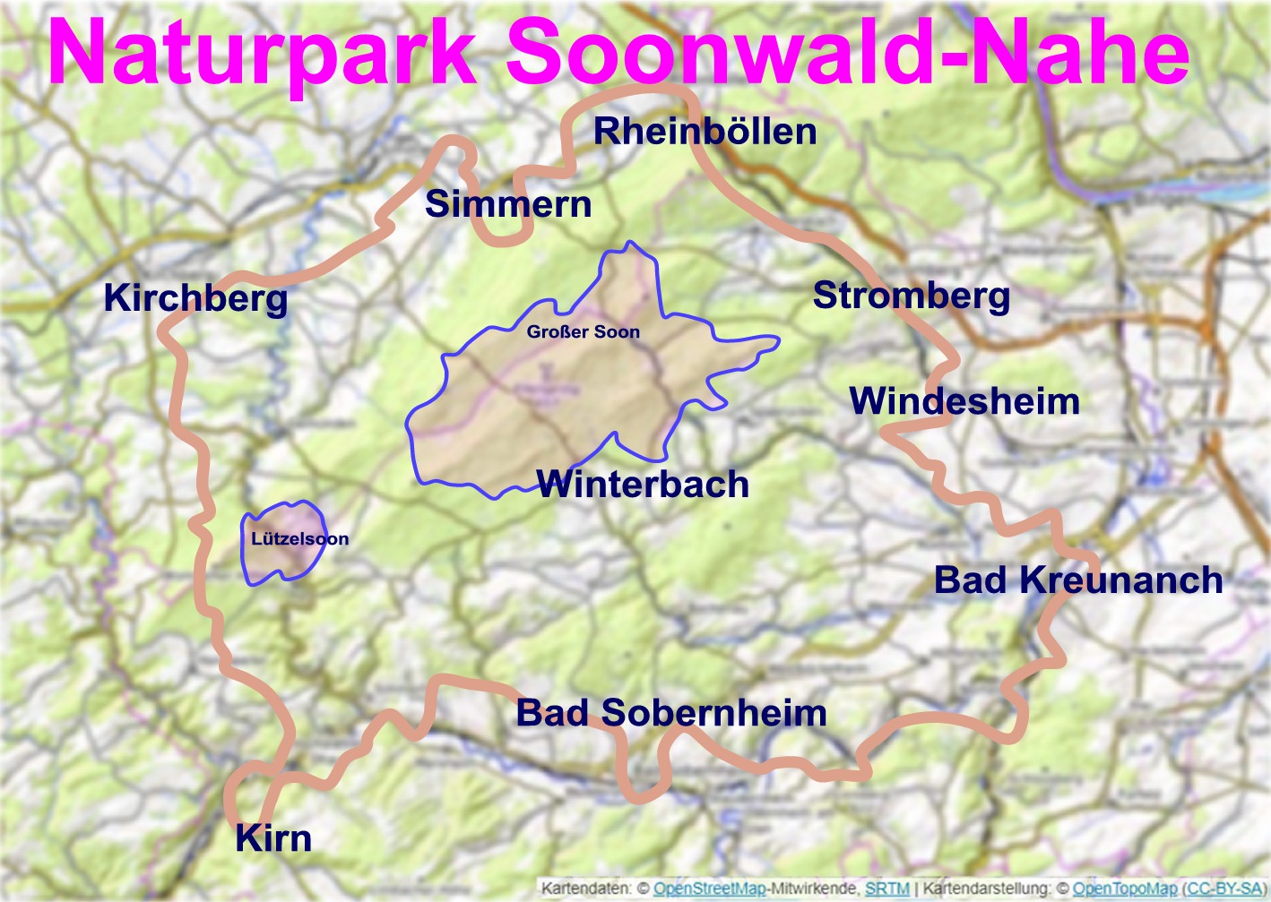 Skizzierter Plan des Soonwald und Naturparks